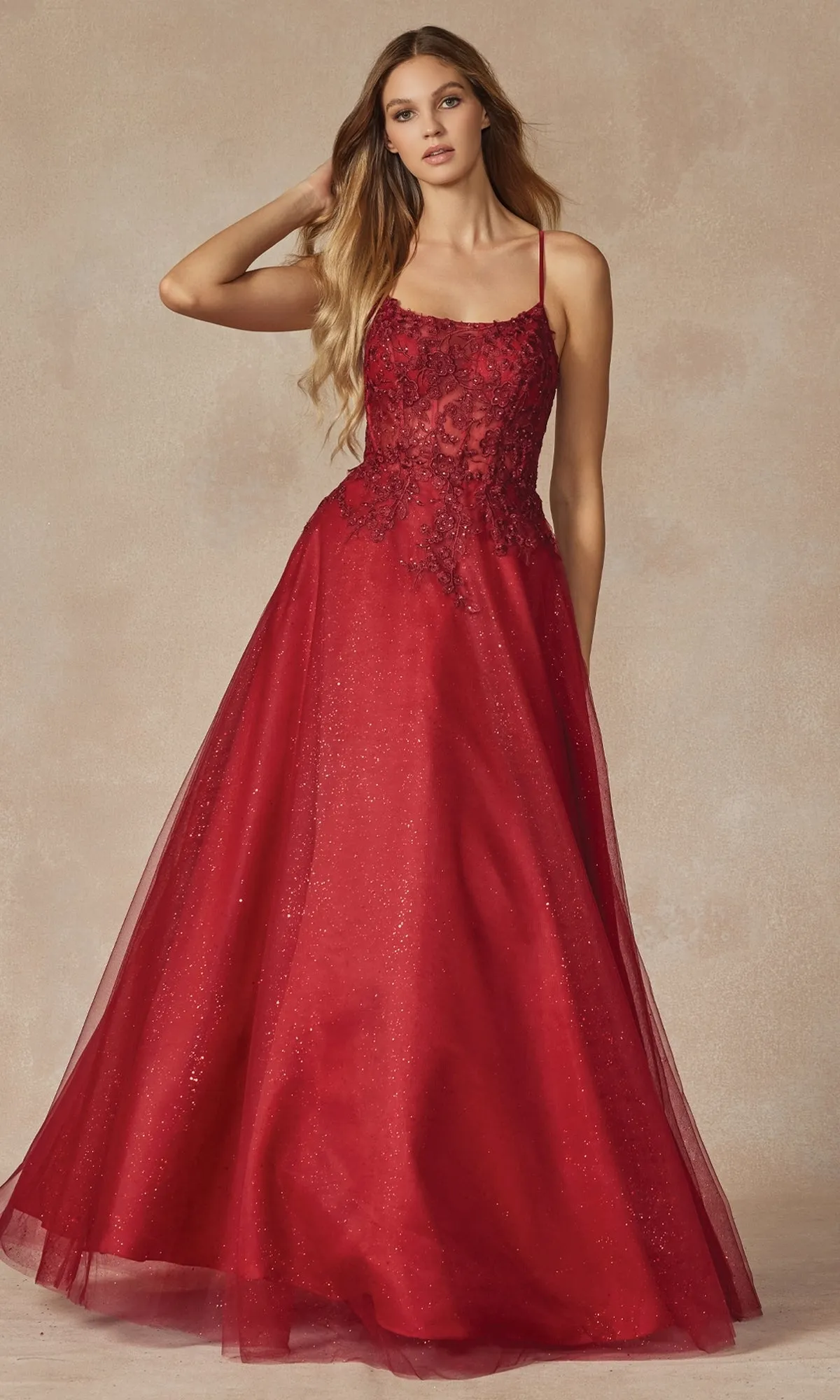 Lace-Up Long A-Line Prom Dress: Juliet 295 sold by PromGirl product image thumbnail 3