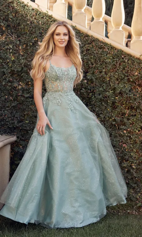 Lace-Up Long A-Line Prom Dress: Juliet 295 sold by PromGirl