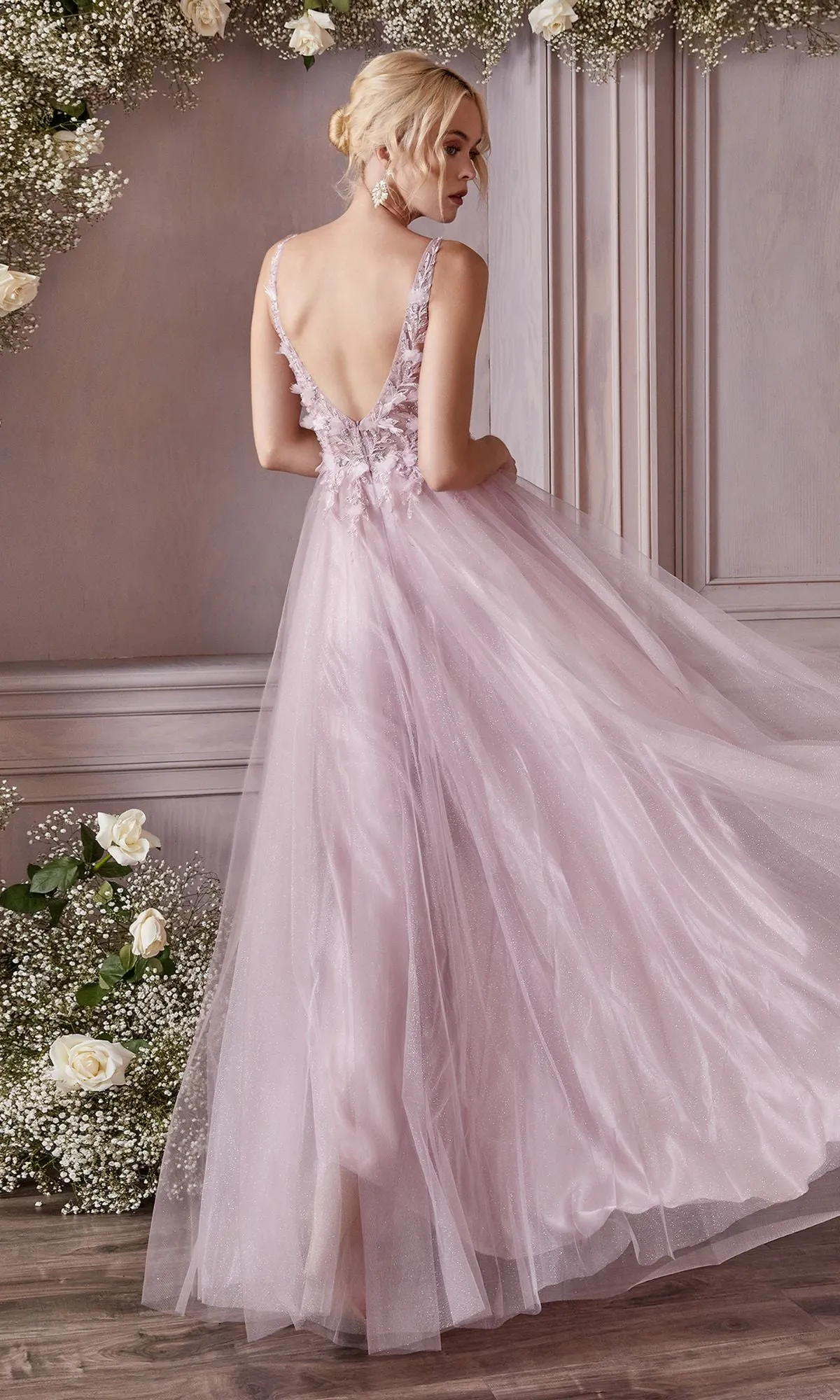 Glitter Tulle Illusion Prom Dress: Ladivine CD0181 sold by PromGirl product image thumbnail 2