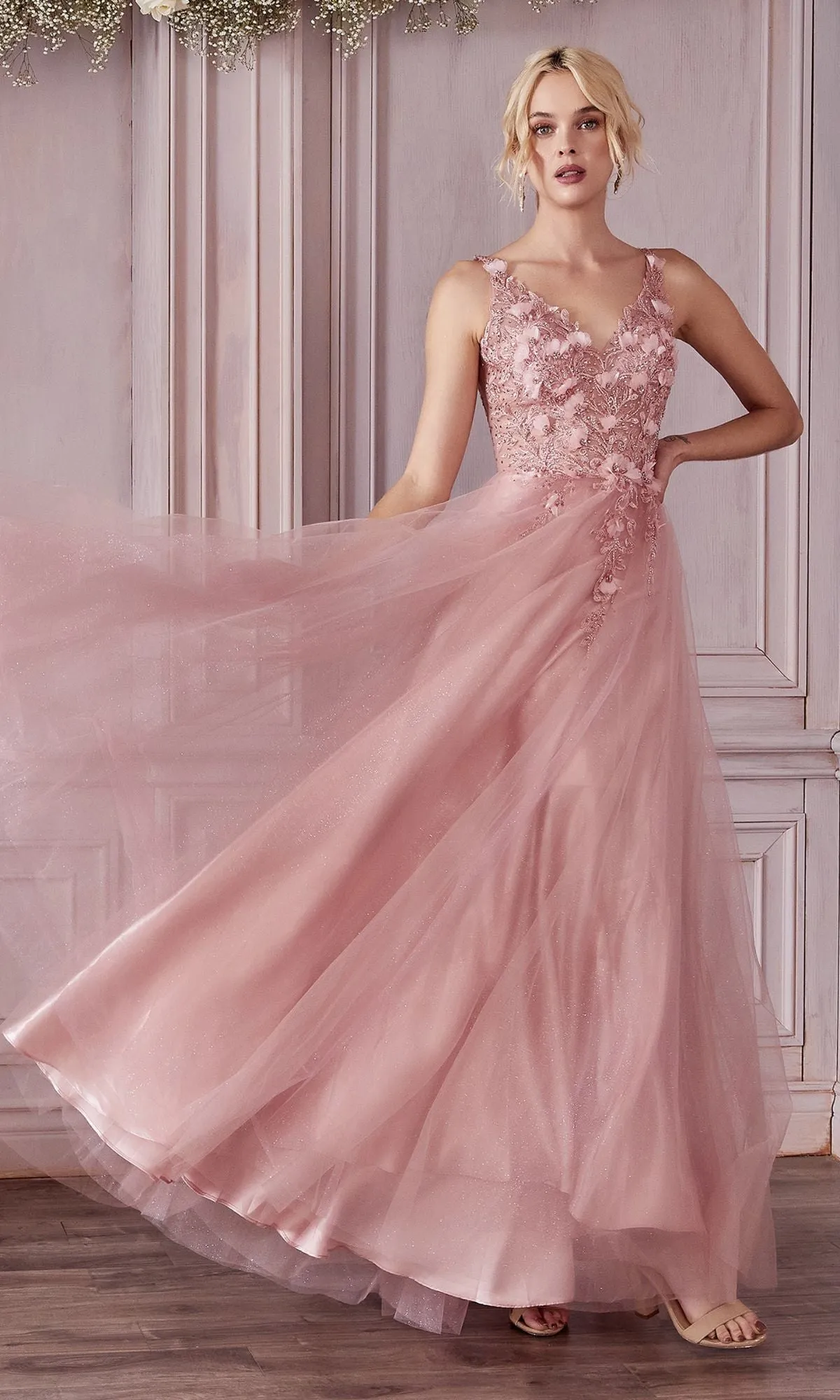 Glitter Tulle Illusion Prom Dress: Ladivine CD0181 sold by PromGirl product image thumbnail 4