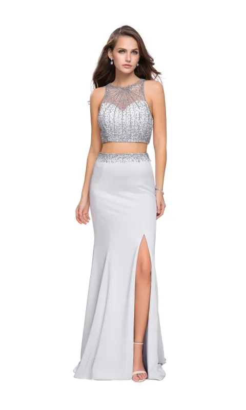 La Femme Sheer High-Neck Two-Piece Prom Dress 26063 sold by PromGirl