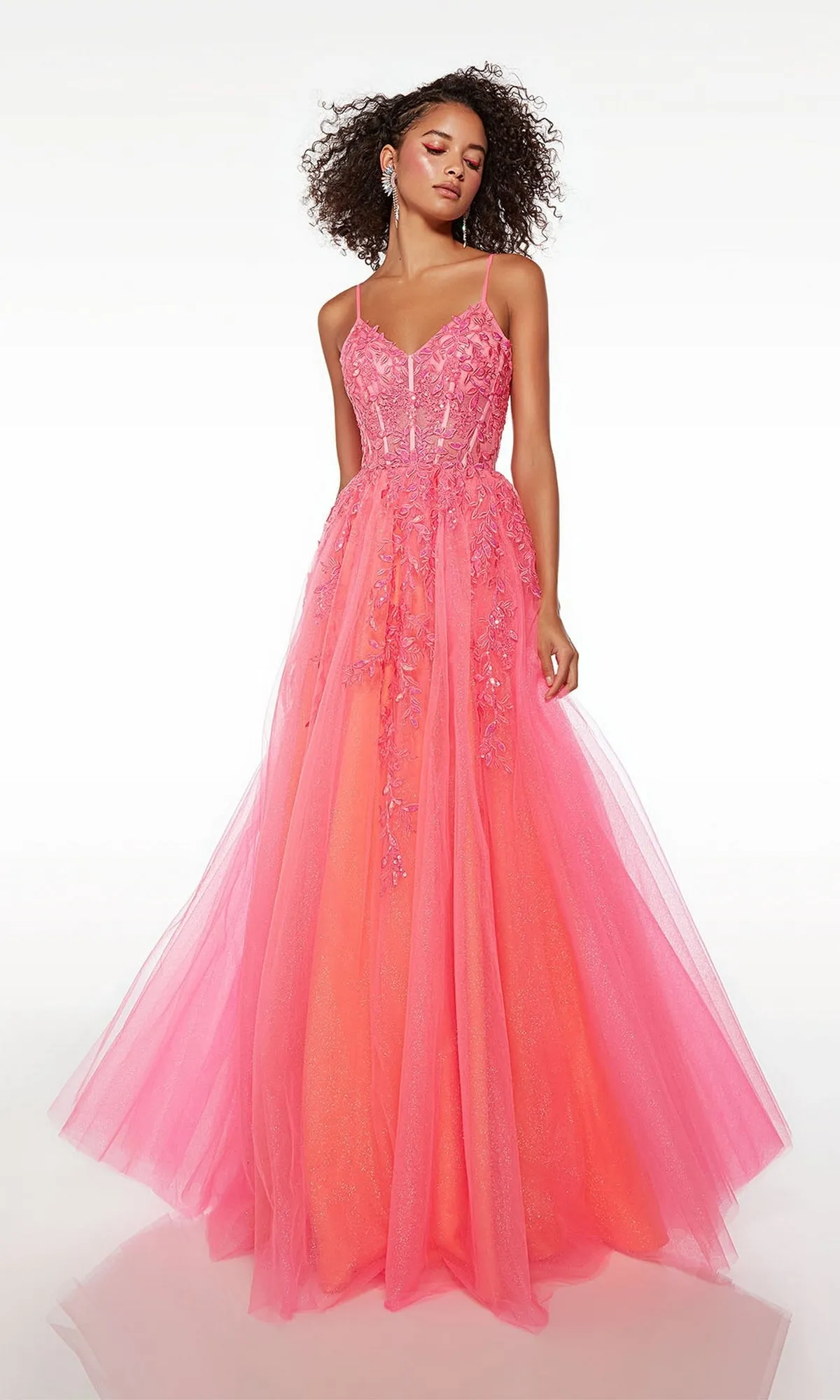 Alyce Glitter-Tulle Long Prom Ball Gown 61514 sold by PromGirl