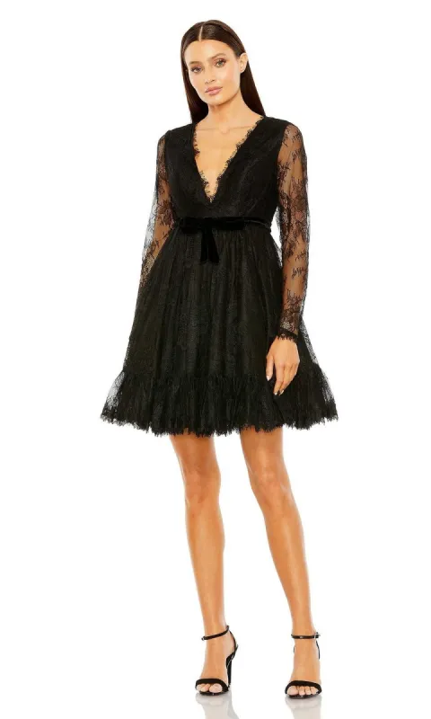 Short Black Wedding Guest Dress: Mac Duggal 49794 sold by PromGirl