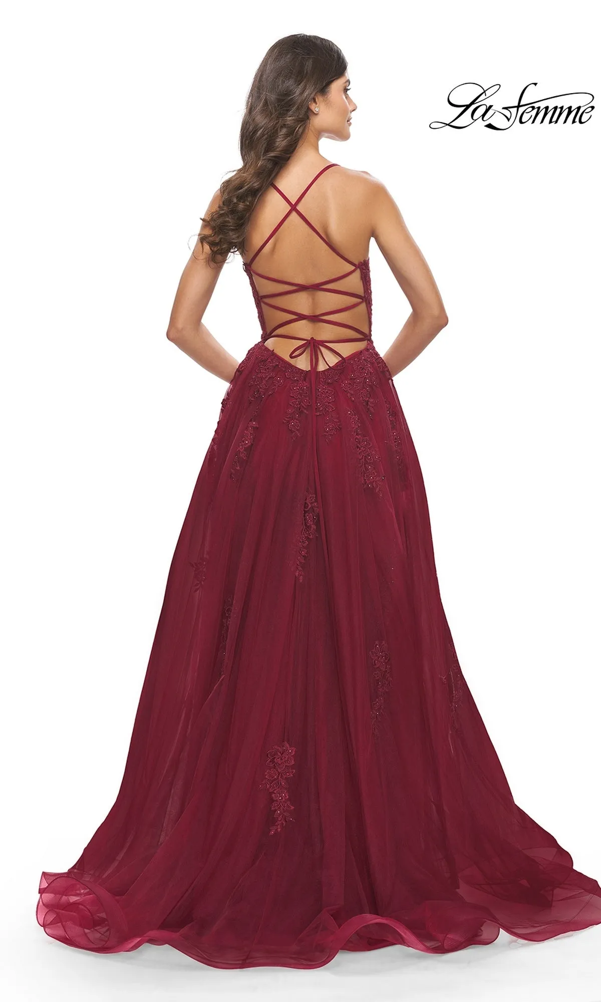 La Femme Long A-Line Lace Prom Ball Gown 31135 sold by PromGirl product image thumbnail 5