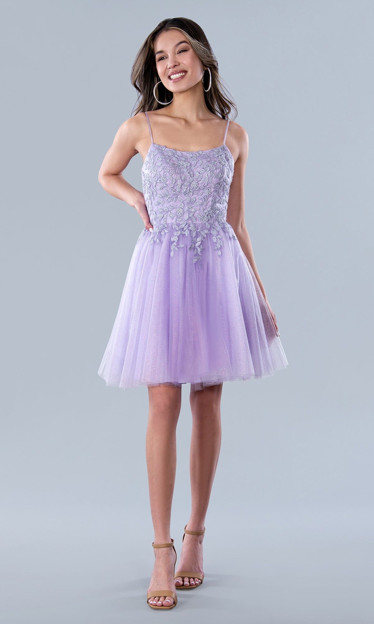 Lilac Lace-Bodice Short Homecoming Dress 22771 sold by PromGirl product image thumbnail 3