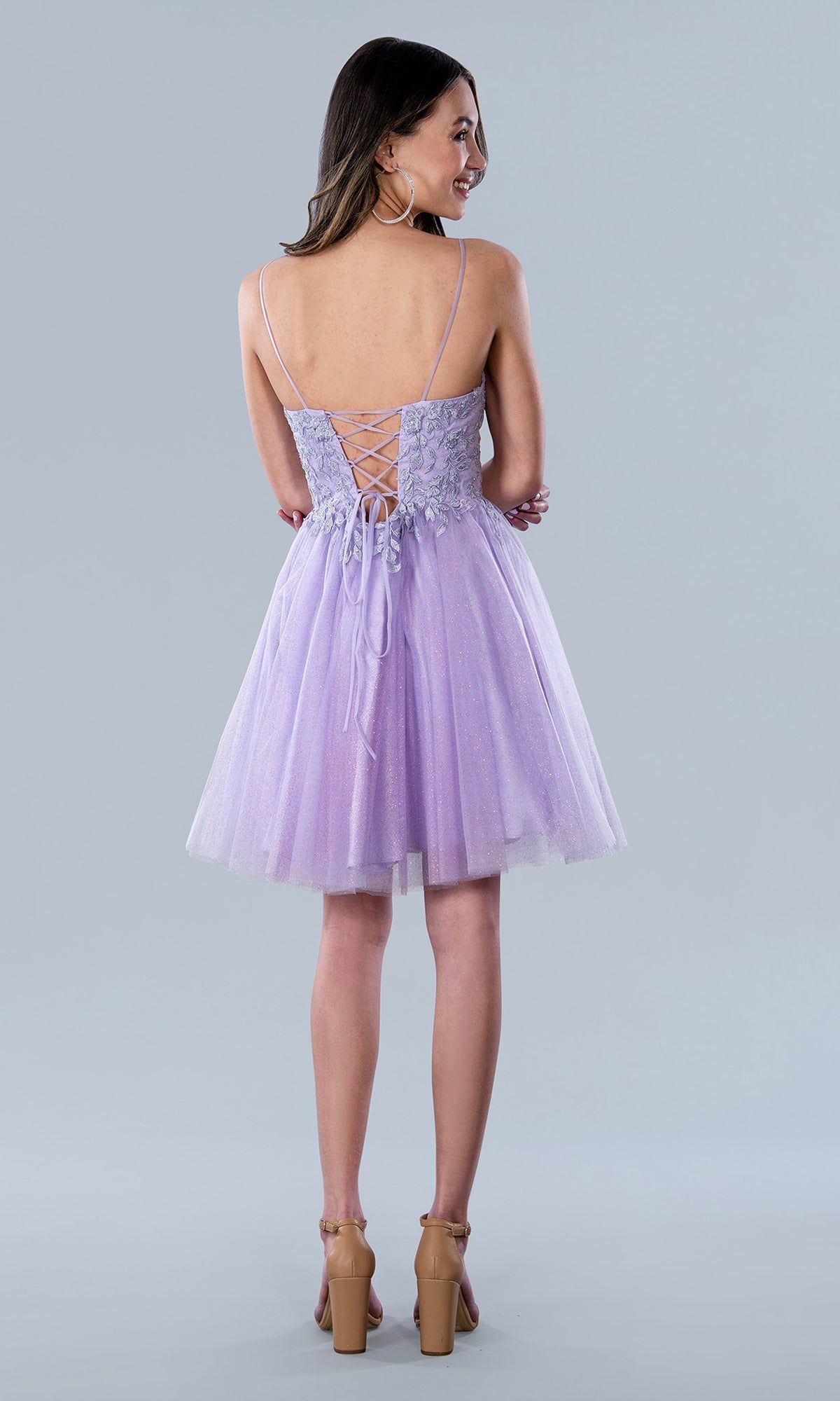 Lilac Lace-Bodice Short Homecoming Dress 22771 sold by PromGirl product image thumbnail 4