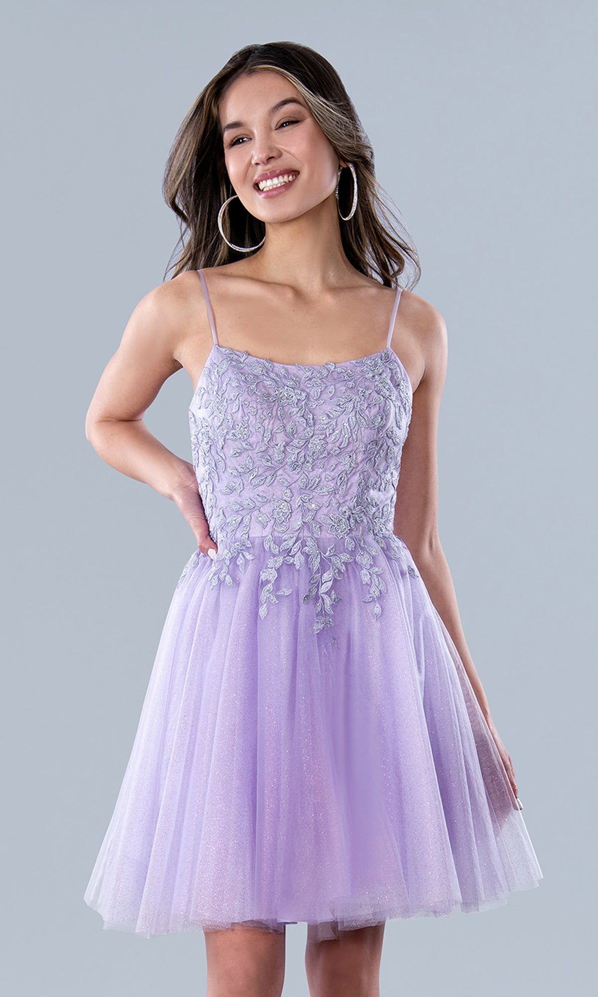 Lilac Lace-Bodice Short Homecoming Dress 22771 sold by PromGirl