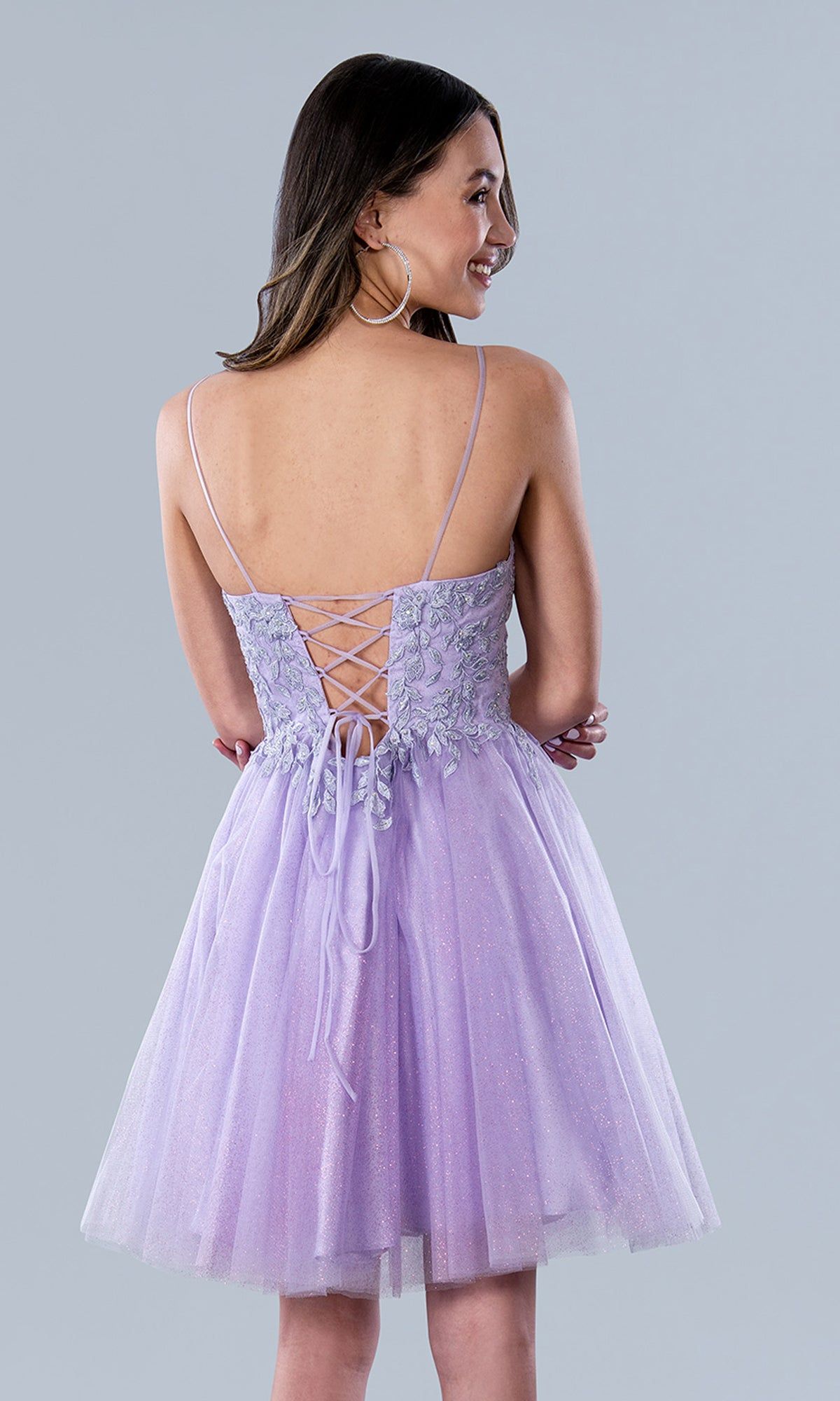 Lilac Lace-Bodice Short Homecoming Dress 22771 sold by PromGirl product image thumbnail 2
