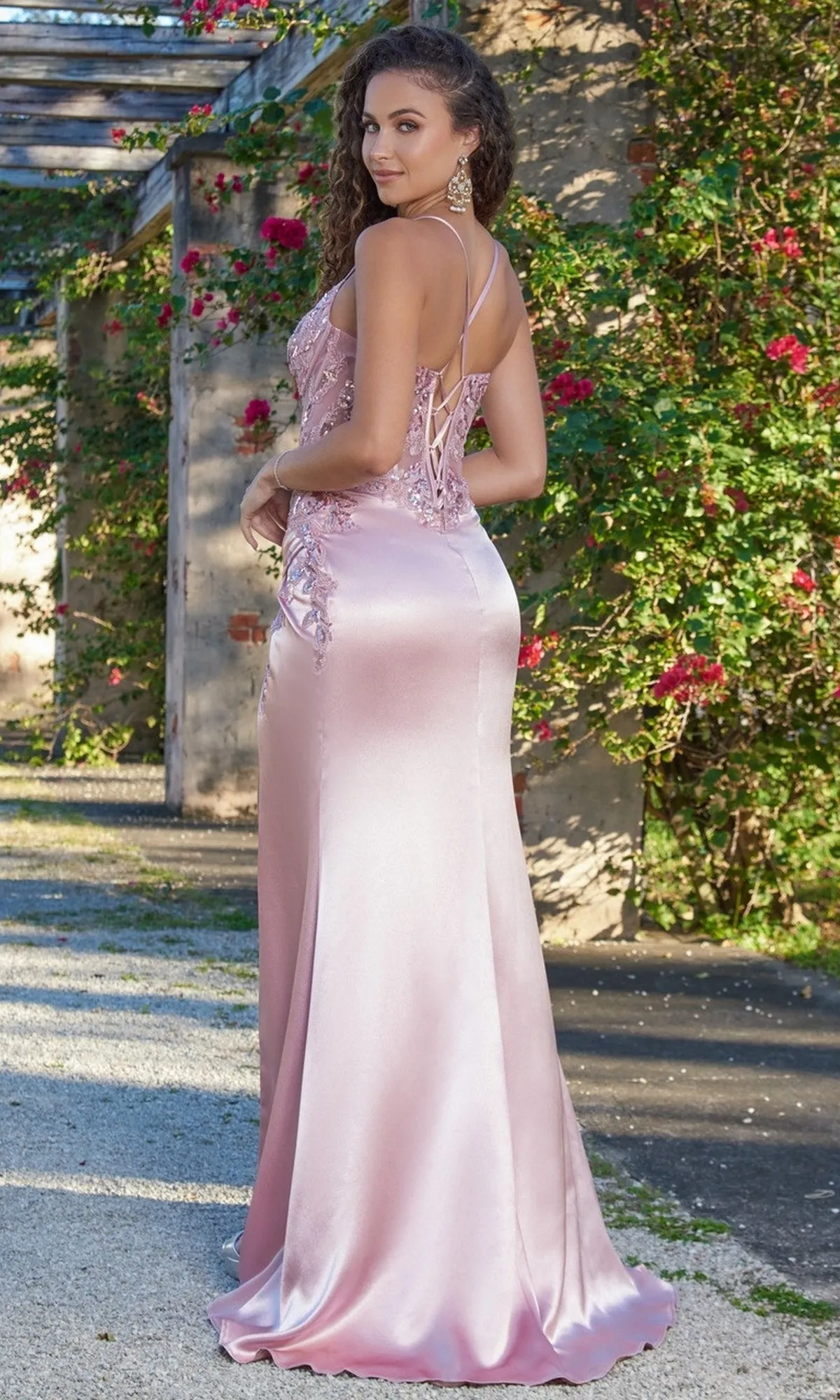 Velvi Lace-Up Sheer-Corset Long Prom Dress Ivy sold by PromGirl product image thumbnail 2