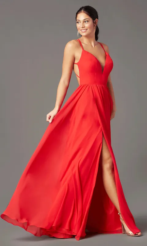 Formal V-Neck A-Line Long Prom Dress by PromGirl sold by PromGirl
