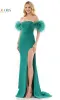 Feather Sleeve Strapless Long Gala Dress 3250 sold by PromGirl