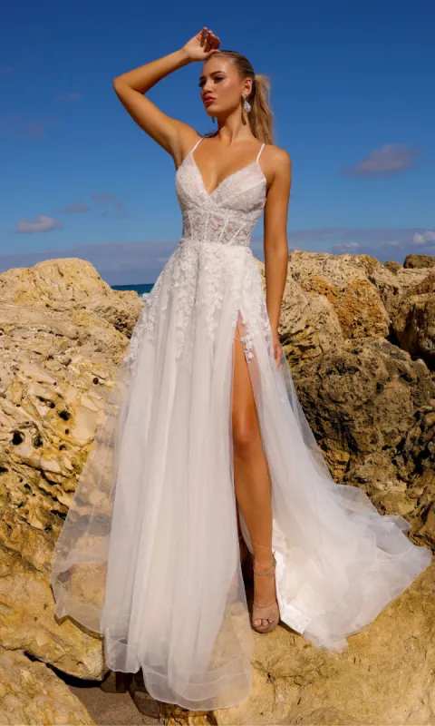 Floral-Embroidered Long A-Line Prom Dress TM1006 sold by PromGirl