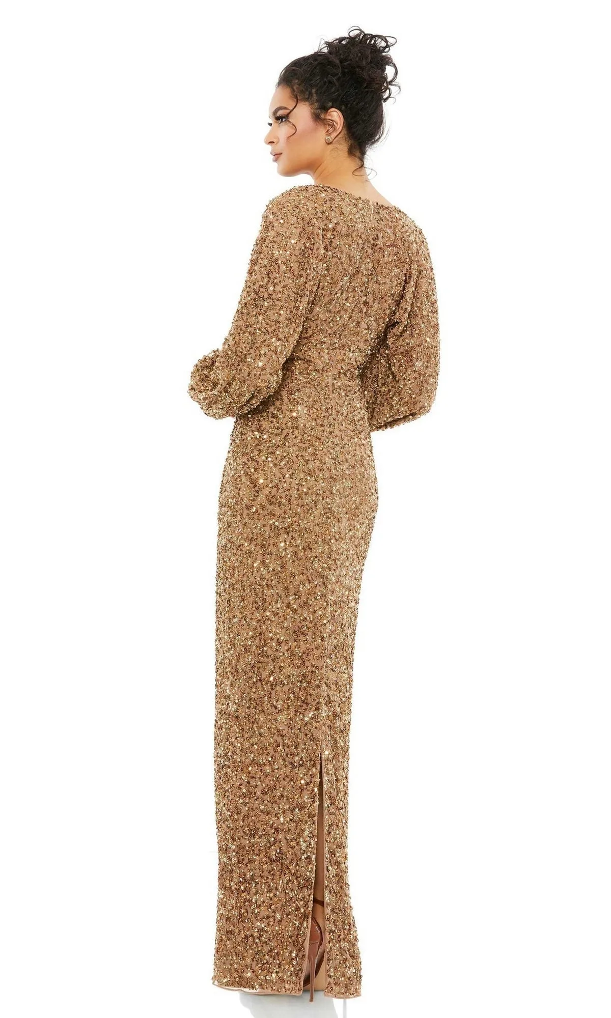 Sequin Long Sleeve Formal Gown: Mac Duggal 10791 sold by PromGirl product image thumbnail 4