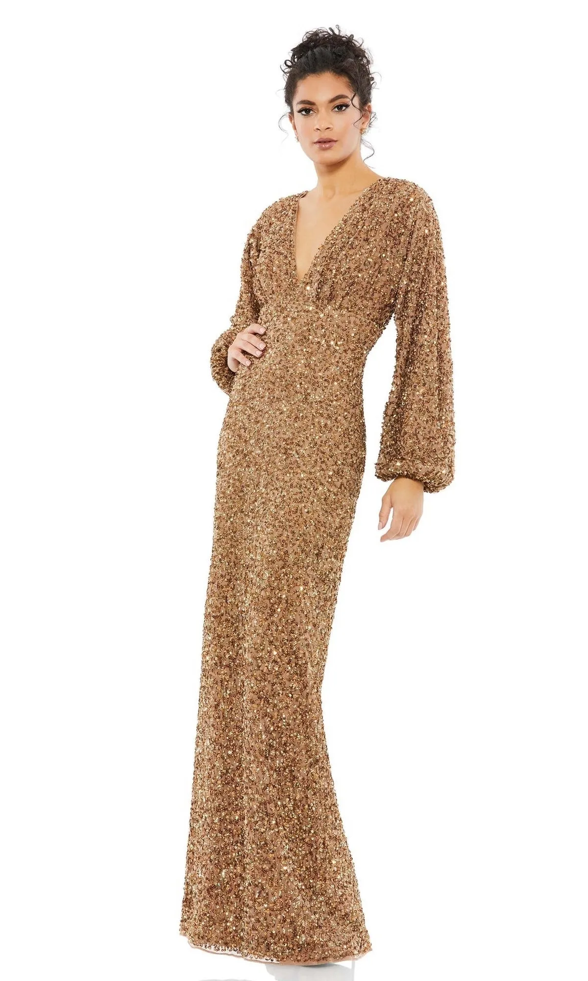 Sequin Long Sleeve Formal Gown: Mac Duggal 10791 sold by PromGirl product image thumbnail 3