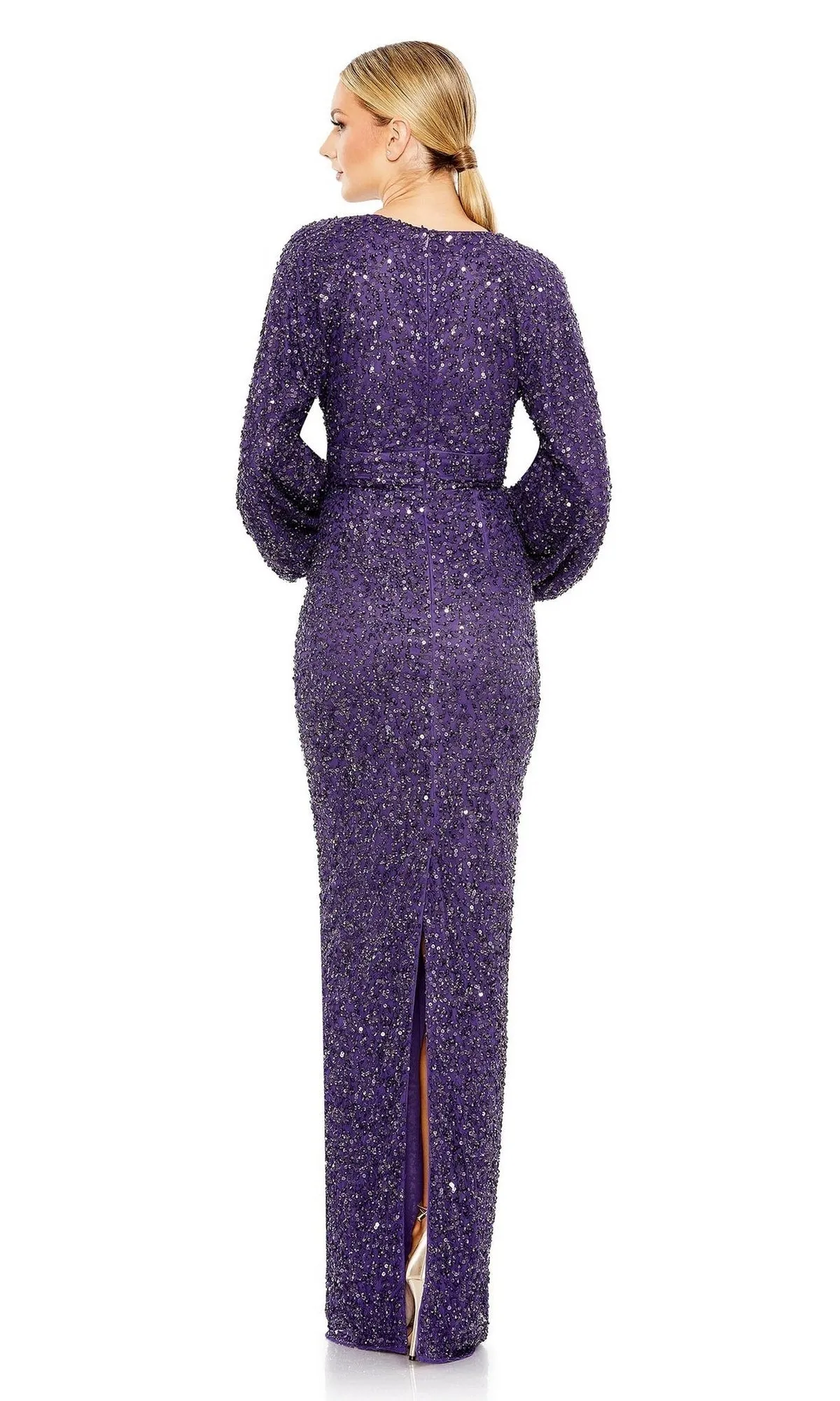 Sequin Long Sleeve Formal Gown: Mac Duggal 10791 sold by PromGirl product image thumbnail 2