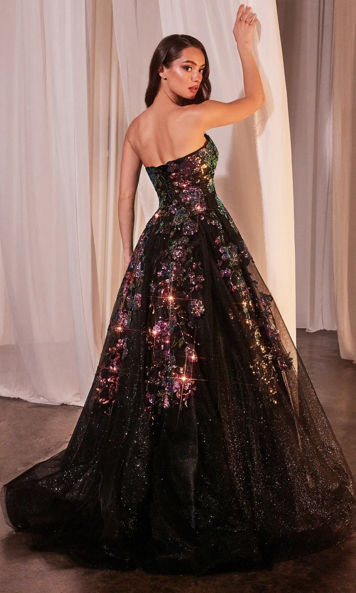Strapless Sequin Prom Ball Gown: Ladivine CR380 sold by PromGirl product image thumbnail 2