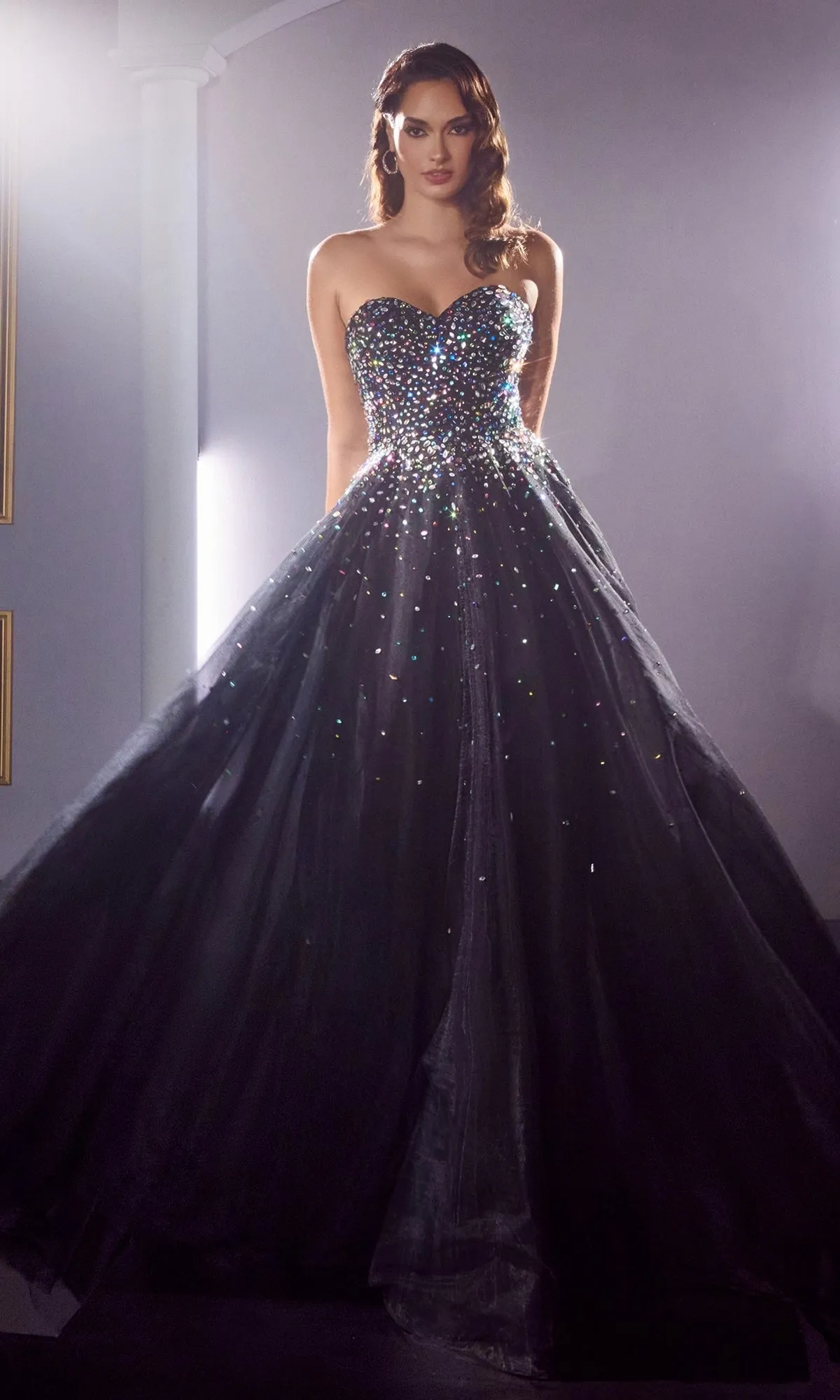 Jeweled Long Black Strapless Prom Ball Gown CB114 sold by PromGirl product image thumbnail 4