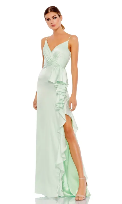 Green Long Formal Dress with Ruffles 67815 made by Mac Duggal