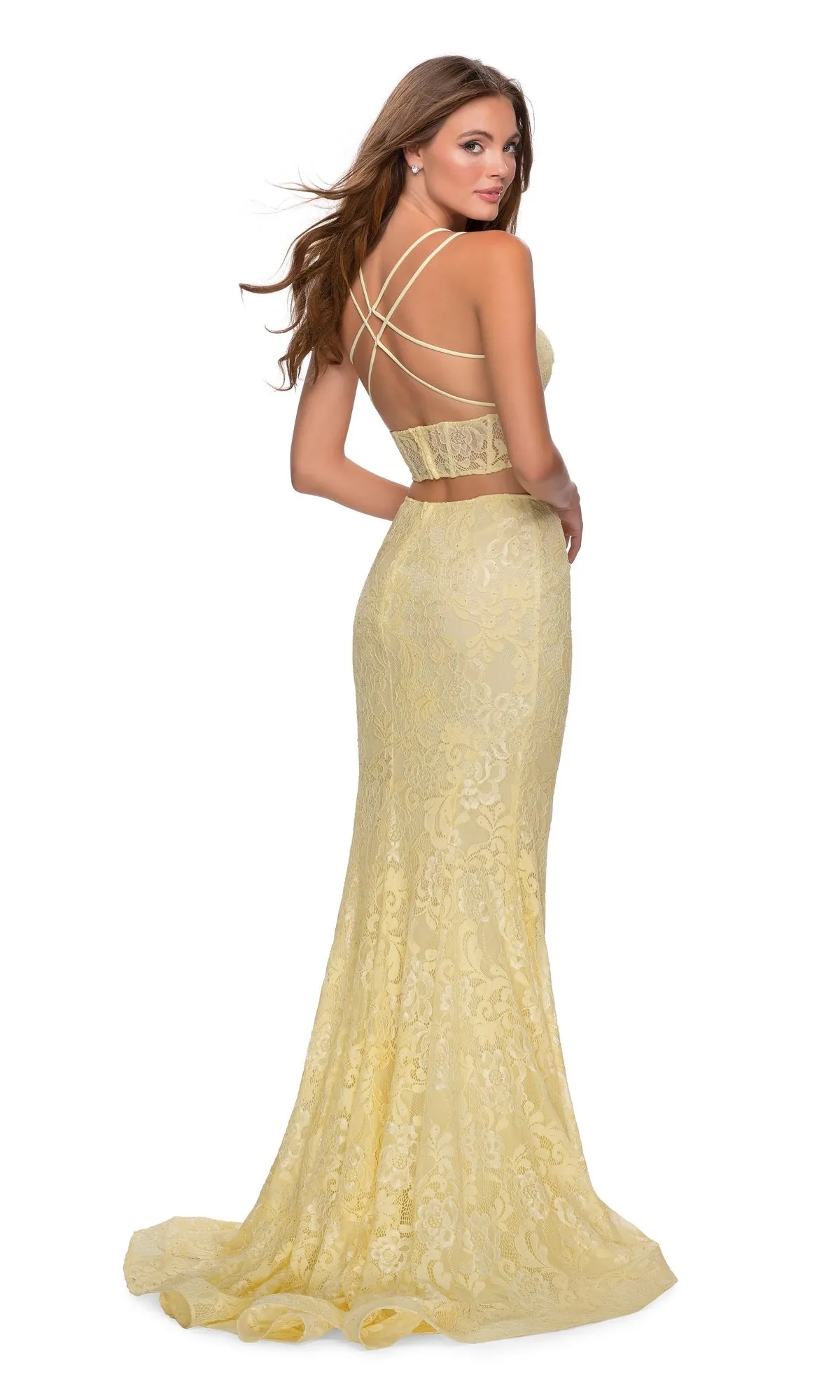 La Femme V-Neck Lace Two-Piece Prom Dress 28590 sold by PromGirl product image thumbnail 2