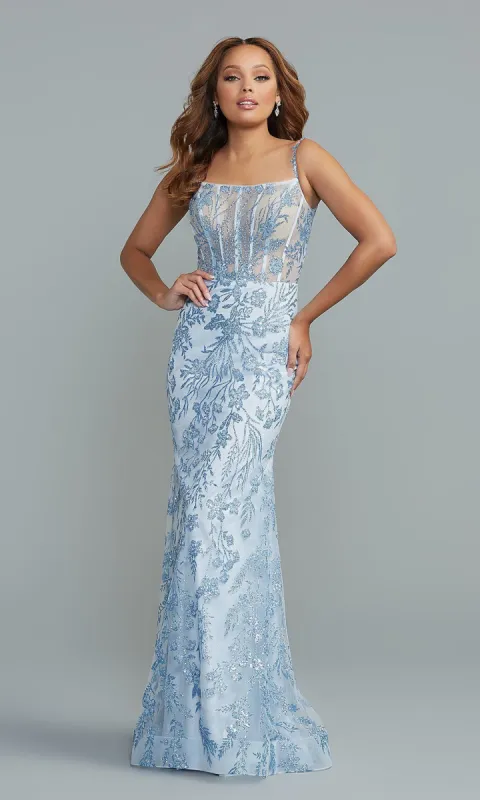 PromGirl Long Blue Glitter-Sequin Prom Dress sold by PromGirl