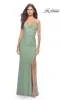 Lace-Up Long Ruched Prom Dress: La Femme 31572 sold by PromGirl