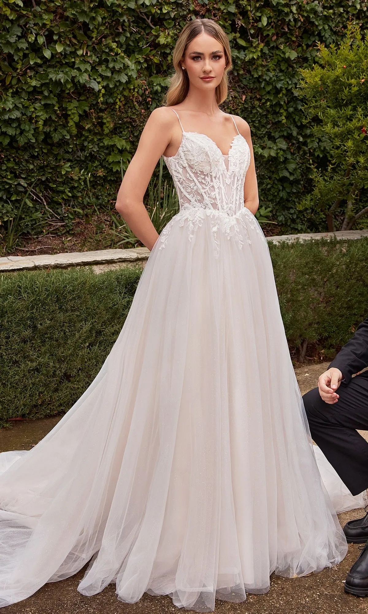 Embroidered-Corset White Wedding Dress CD854W sold by PromGirl