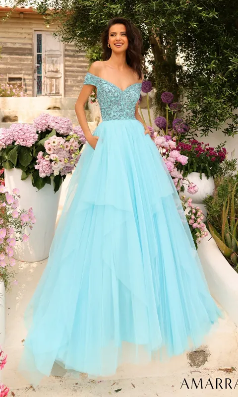 Beaded-Bodice Long A-Line Prom Dress: Amarra 94038 sold by PromGirl