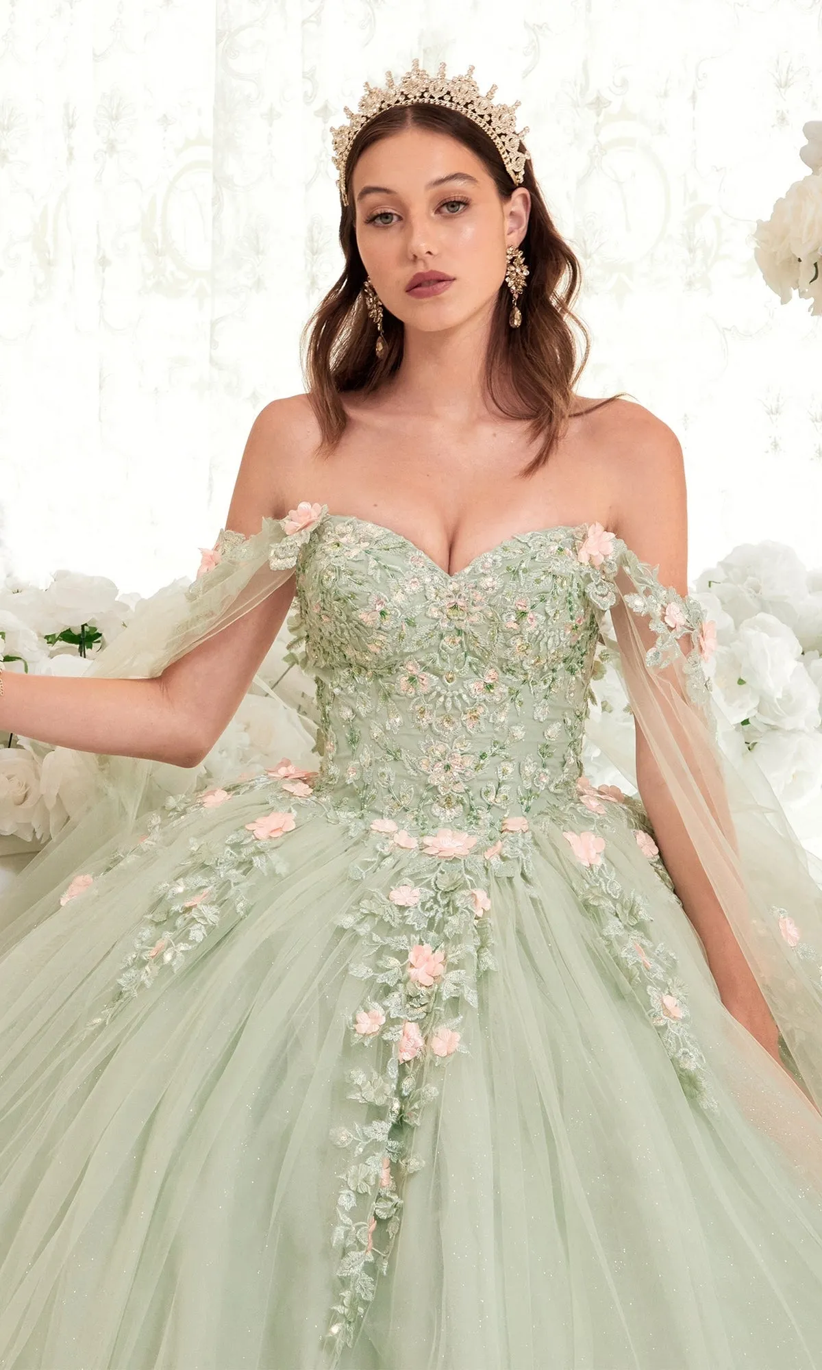 Ladivine 15716 Sage Green Quinceañera Dress sold by PromGirl product image thumbnail 3