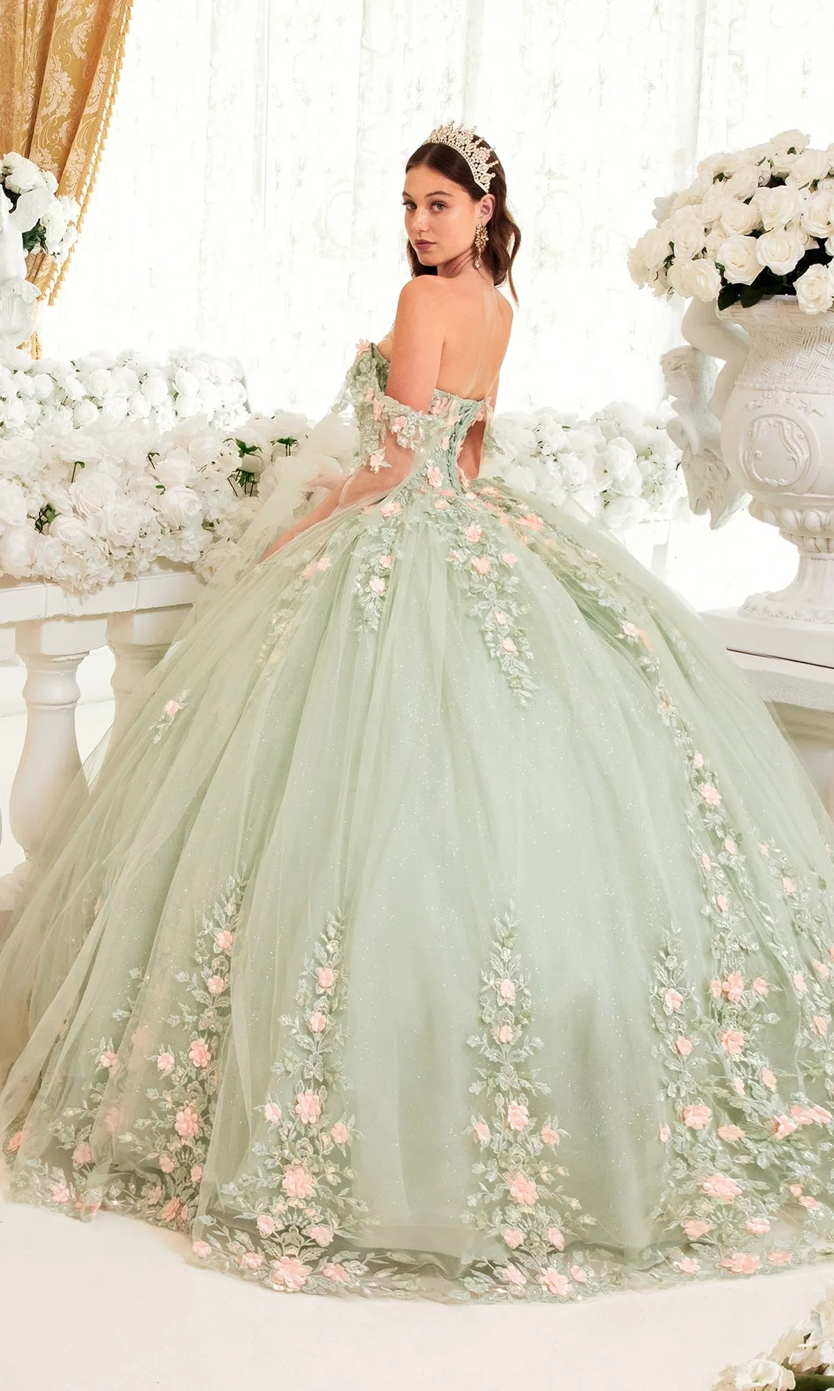 Ladivine 15716 Sage Green Quinceañera Dress sold by PromGirl product image thumbnail 2