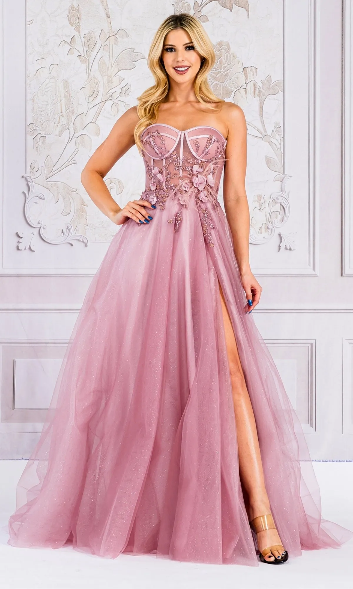 Sheer-Bustier Long Strapless Prom Ball Gown TM1015 sold by PromGirl product image thumbnail 4