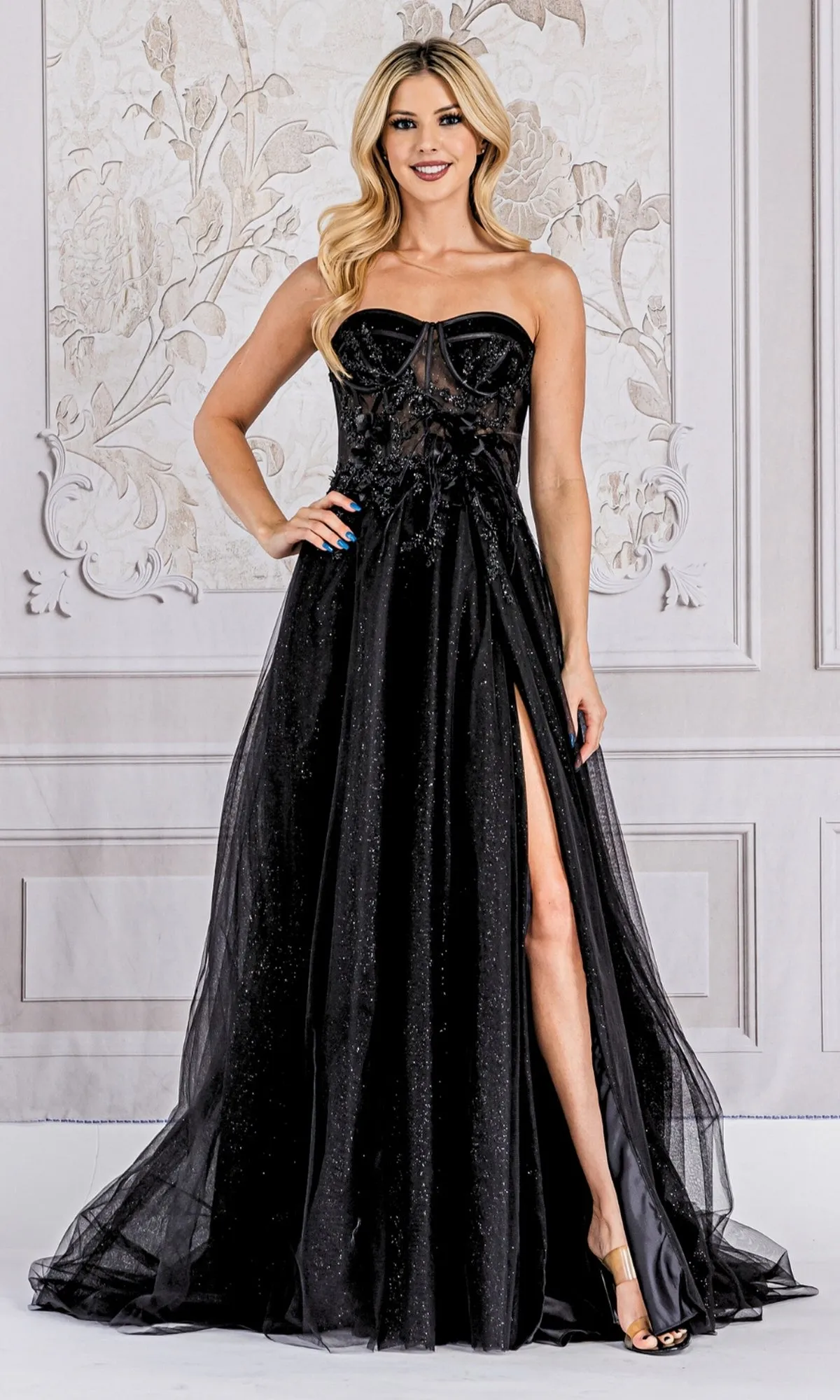 Sheer-Bustier Long Strapless Prom Ball Gown TM1015 sold by PromGirl product image thumbnail 3