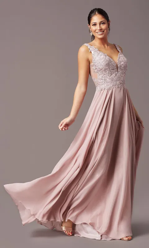 Long Sleeveless V-Neck Prom Dress by PromGirl sold by PromGirl