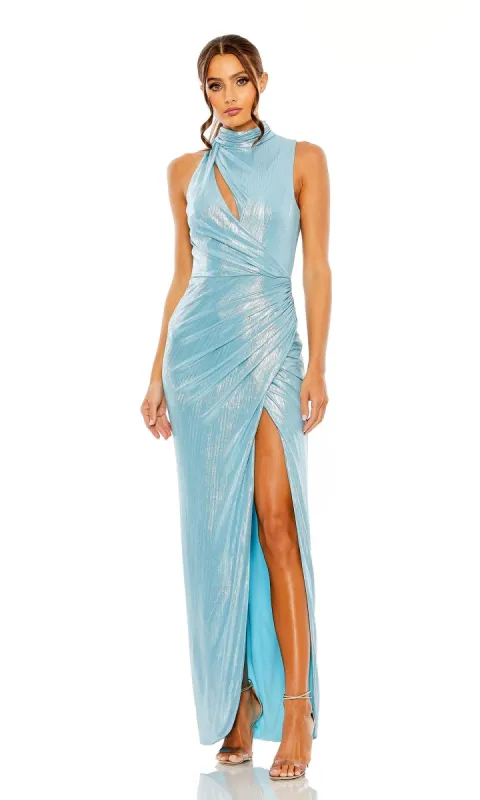 Cut-Out Long Metallic Prom Dress: Mac Duggal 27085 sold by PromGirl
