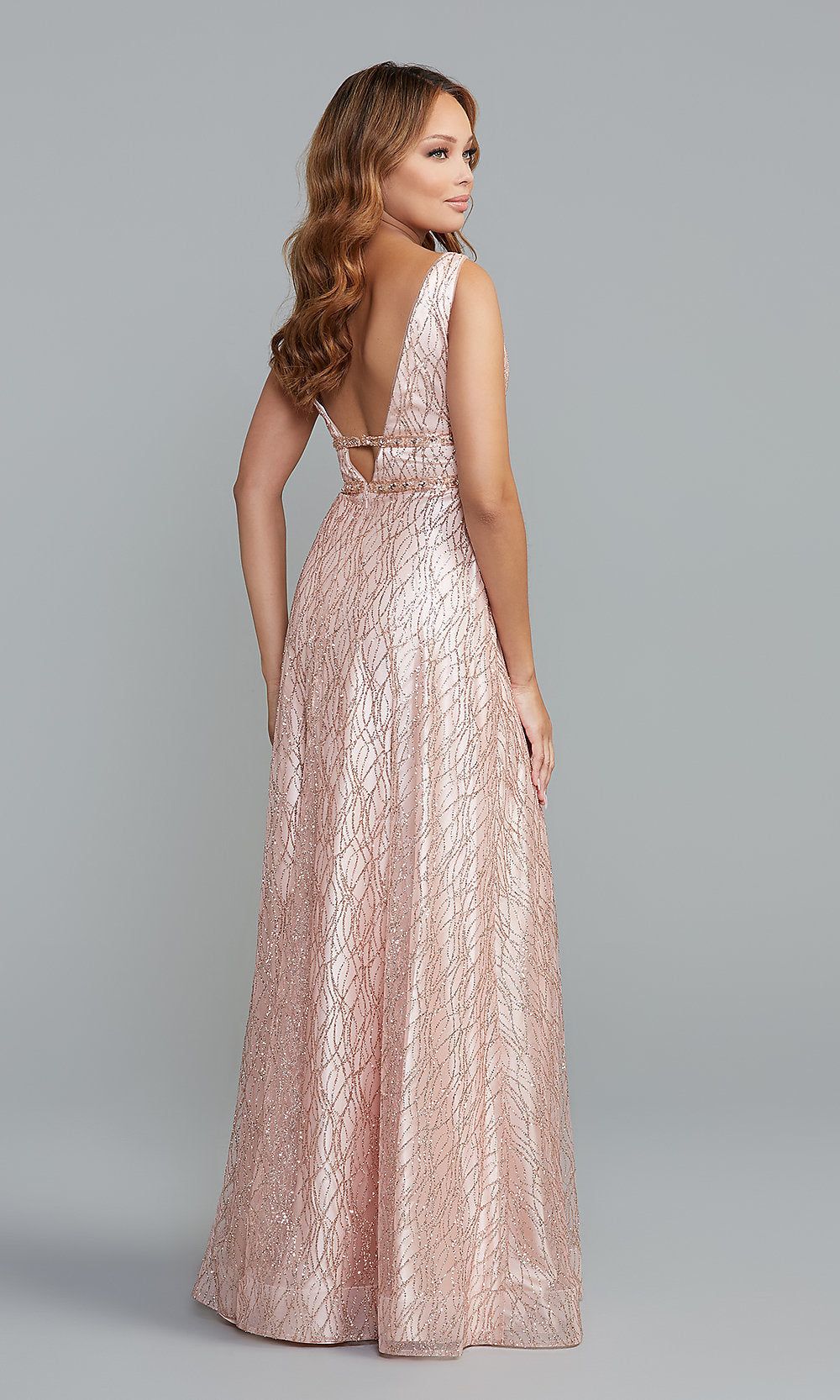 PromGirl Sparkly Long Prom Dress with Deep V-Neck sold by PromGirl product image thumbnail 2