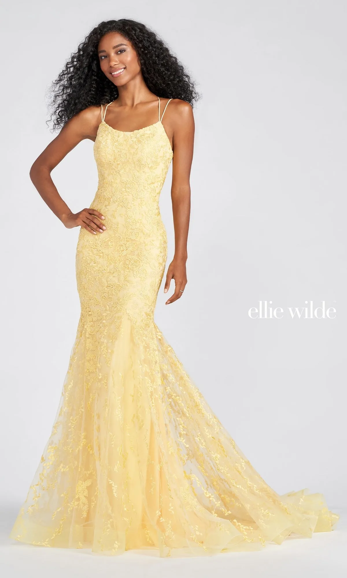 Long Lace Mermaid Prom Dress with Strappy Back sold by PromGirl product image thumbnail 5