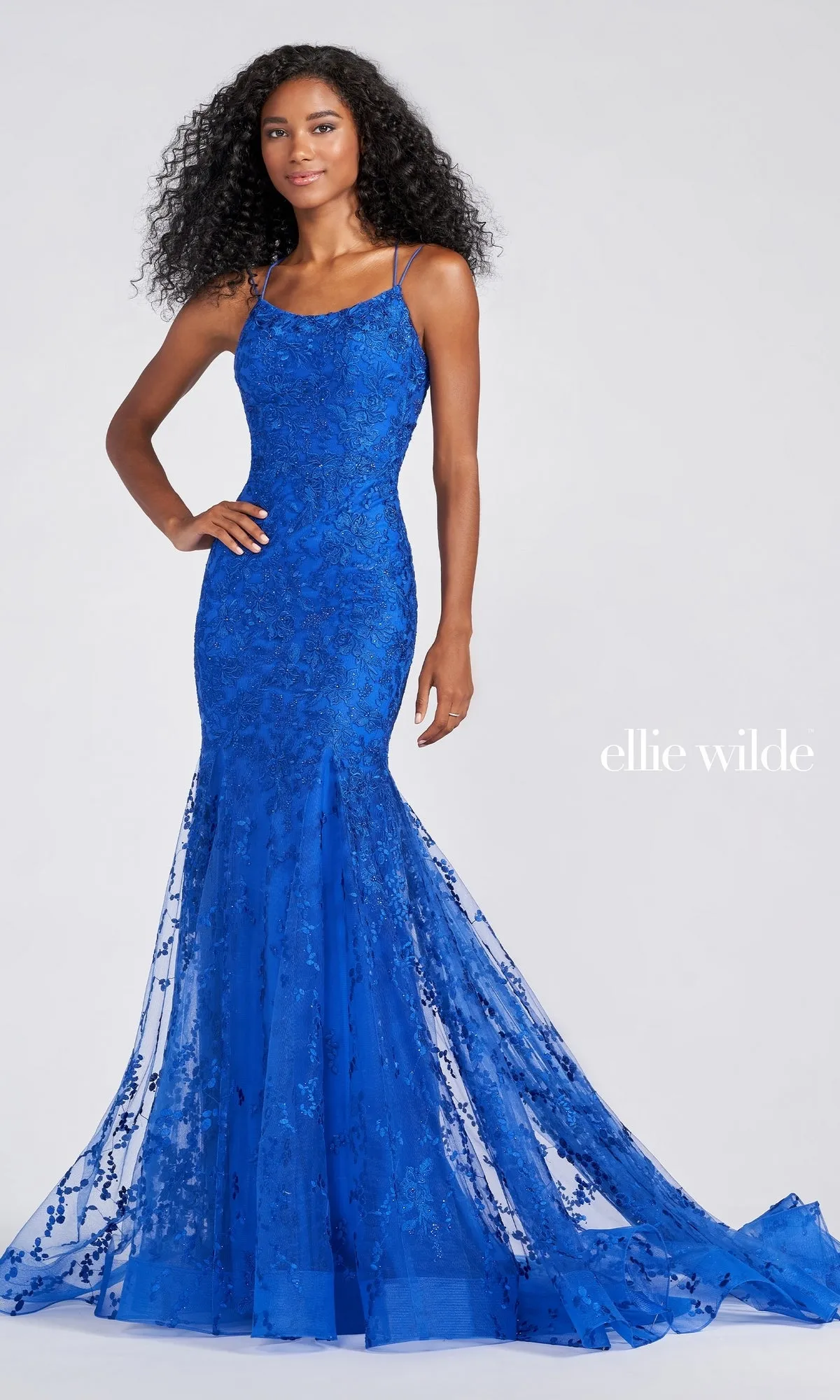 Long Lace Mermaid Prom Dress with Strappy Back sold by PromGirl product image thumbnail 4