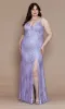 V-Neck Plus-Size Long Glitter Prom Dress W1156 sold by PromGirl