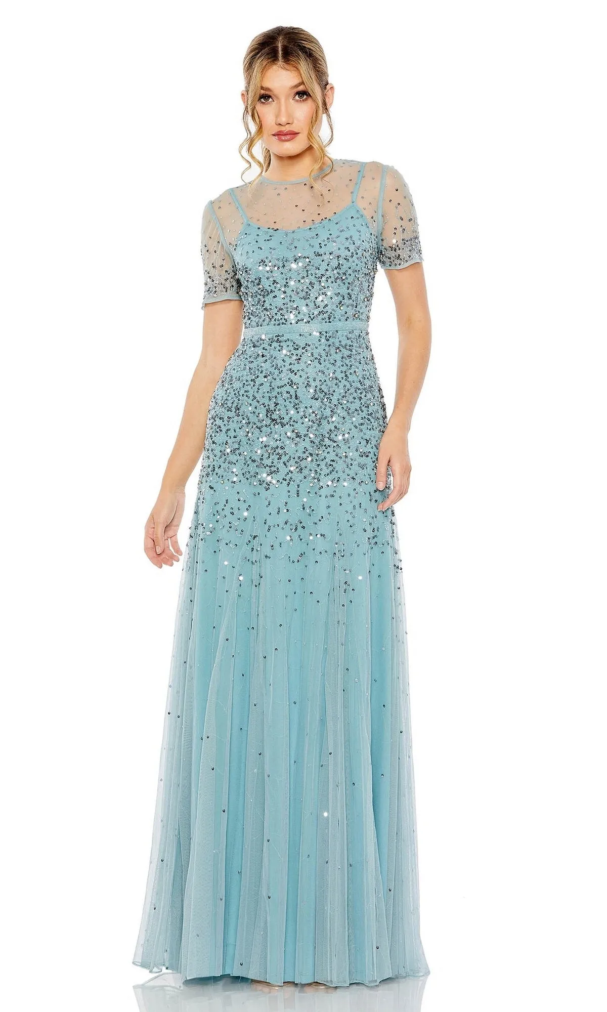 Mac Duggal Sheer High-Neck Sequin Formal Dress 93909 sold by PromGirl product image thumbnail 4