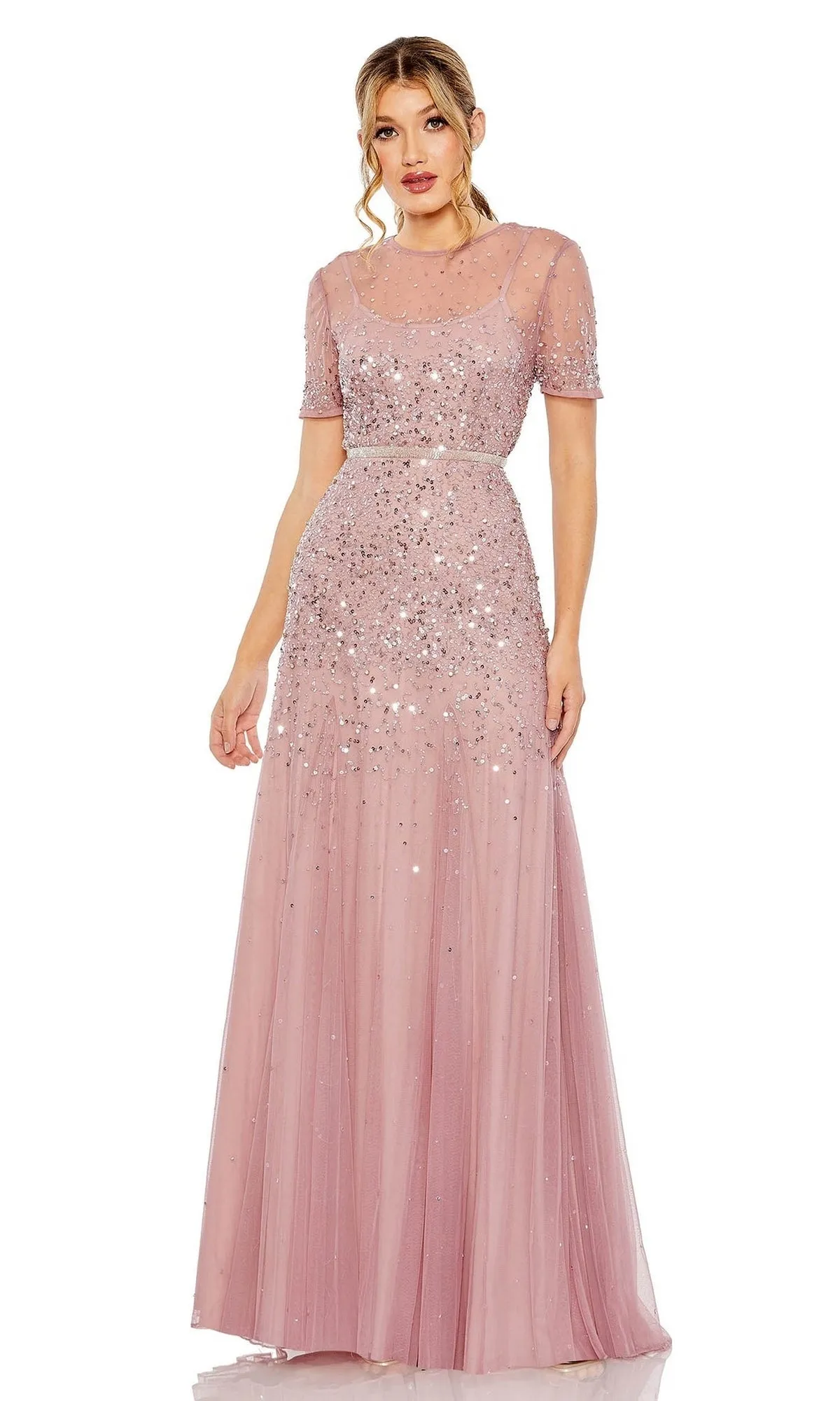 Mac Duggal Sheer High-Neck Sequin Formal Dress 93909 sold by PromGirl product image thumbnail 3