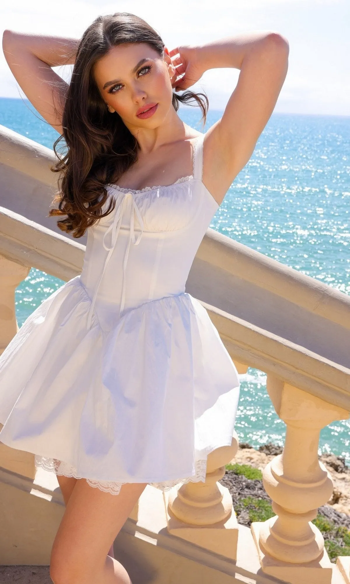 Velvi Short White Mini Grad Party Dress Brandi sold by PromGirl product image thumbnail 4