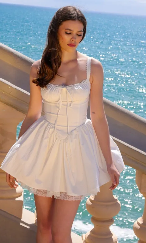 Velvi Short White Mini Grad Party Dress Brandi sold by PromGirl