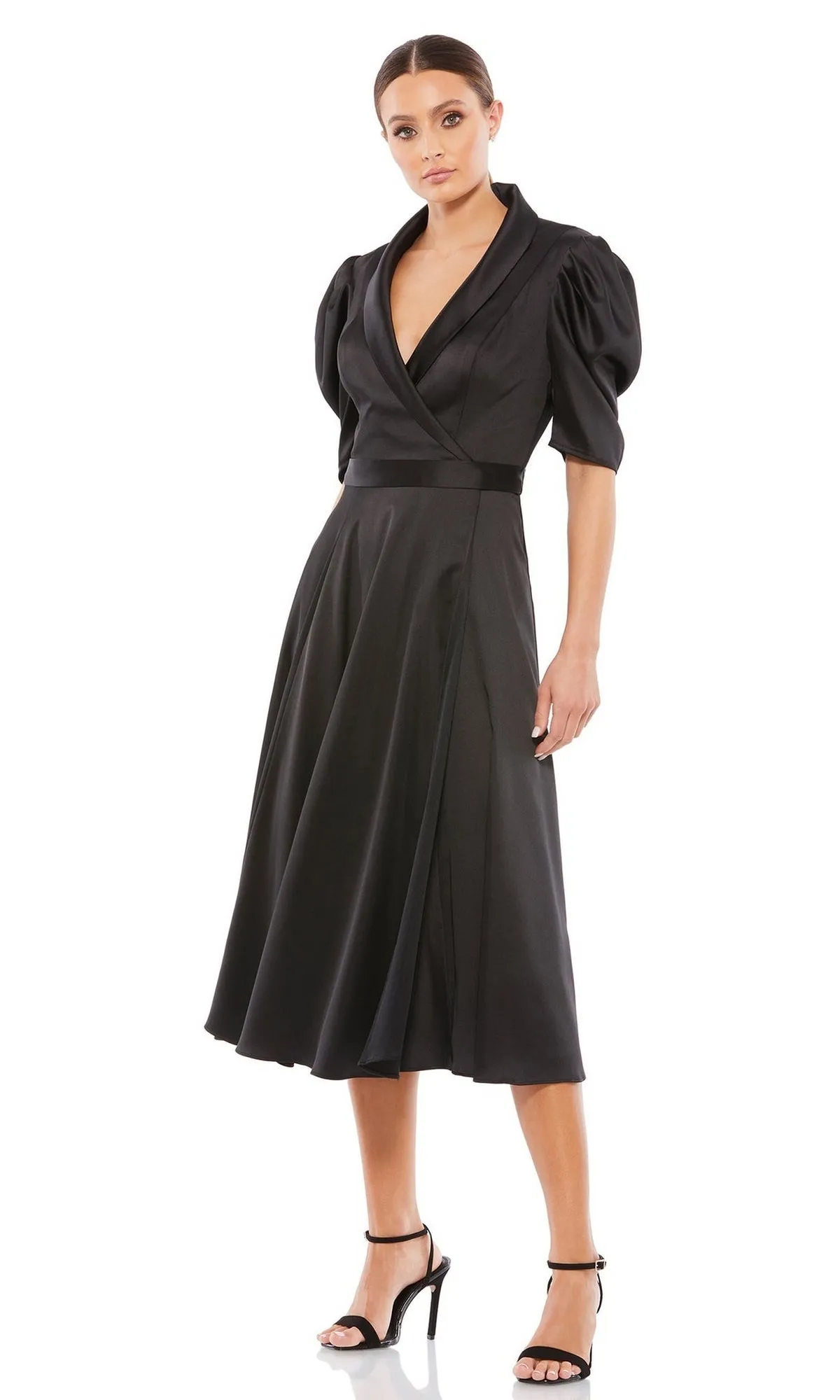 Short Sleeve Wedding Guest Dress: Mac Duggal 2628 sold by PromGirl