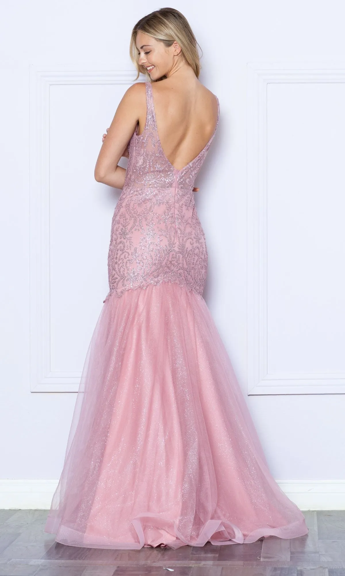 Low V-Neck Long Glitter Mermaid Prom Dress 9388 sold by PromGirl product image thumbnail 5