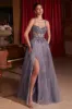 Glitter-Tulle Long Prom Dress: Ladivine CD0234 sold by PromGirl