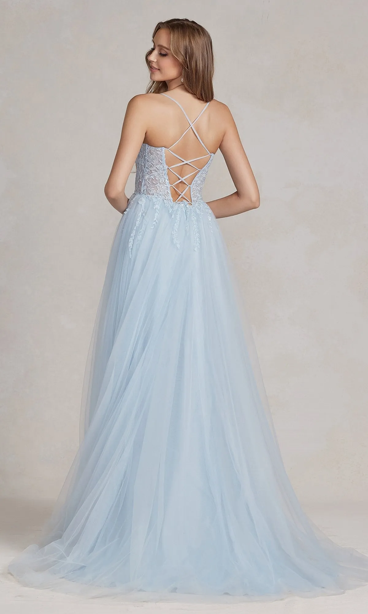 Corset-Bodice Long Pastel Prom Dress sold by PromGirl product image thumbnail 2