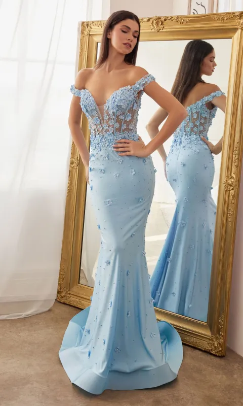 Long Floral-Embellished Mermaid Prom Dress CC8952 sold by PromGirl