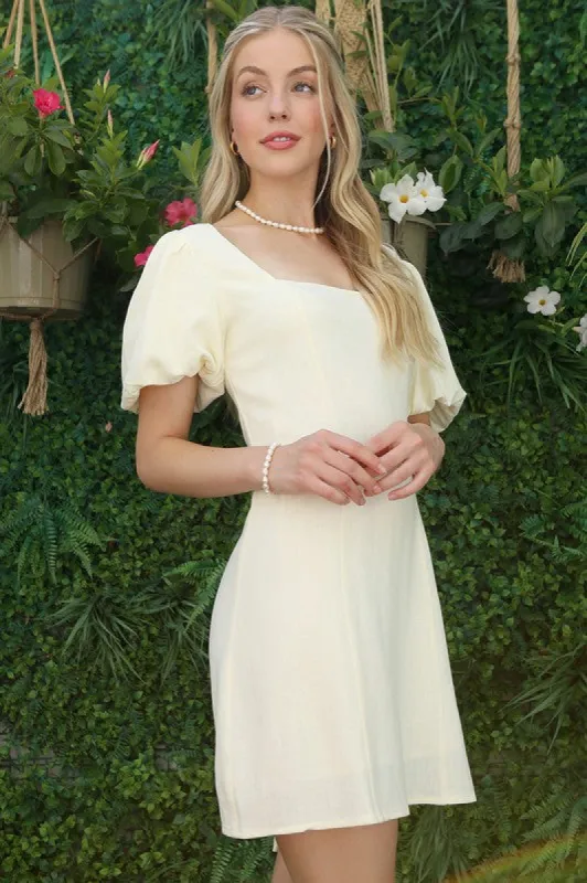 Light Yellow Short Sleeve Short Casual Dress sold by PromGirl