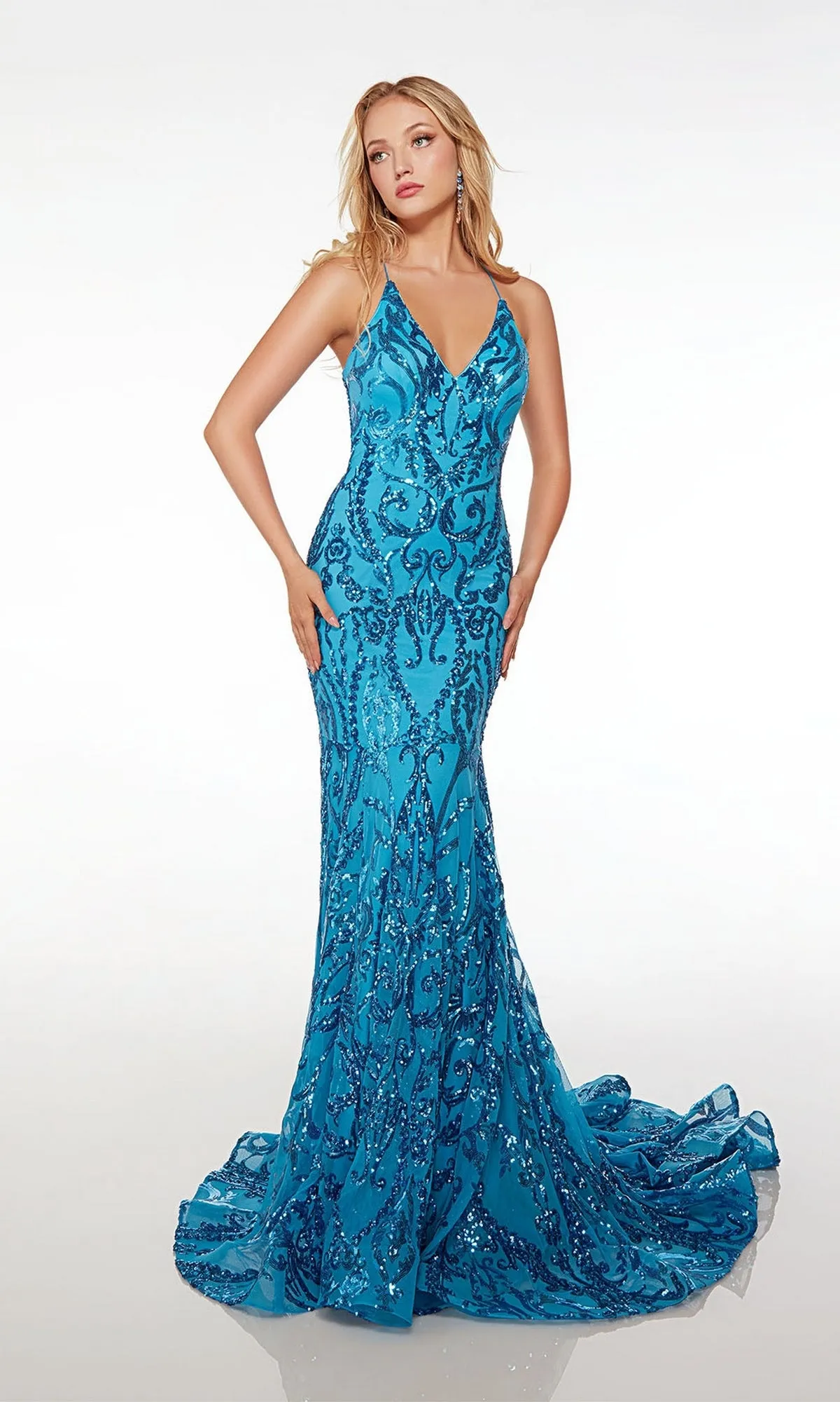 Alyce Sequin-Print Long Prom Dress 61495 sold by PromGirl