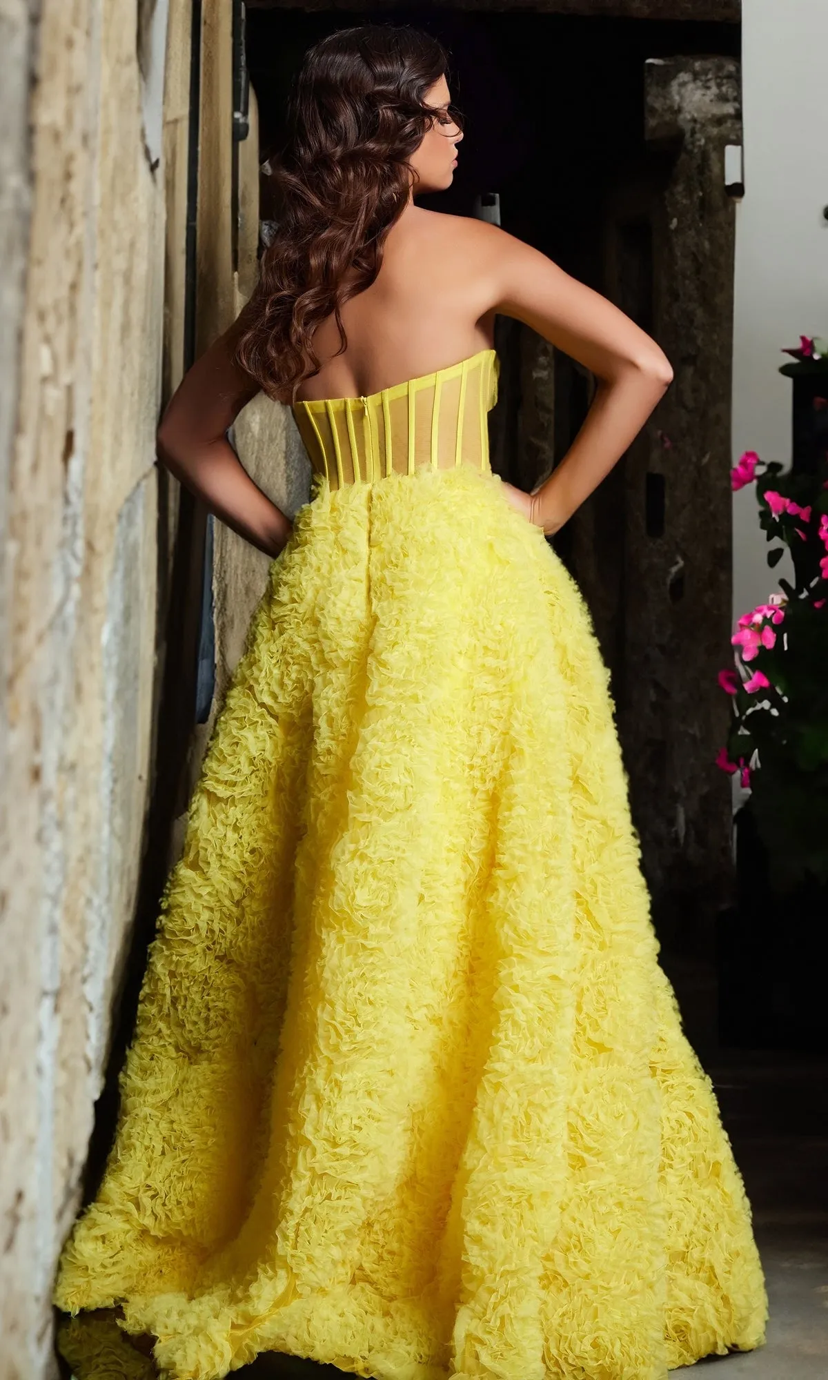Jovani Strapless Long Rosette Prom Dress 38674 sold by PromGirl product image thumbnail 2