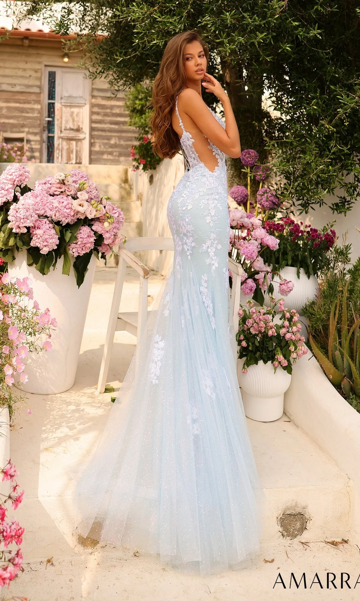 Sheer-Bodice Long Embroidered Prom Dress 88753 sold by PromGirl product image thumbnail 2